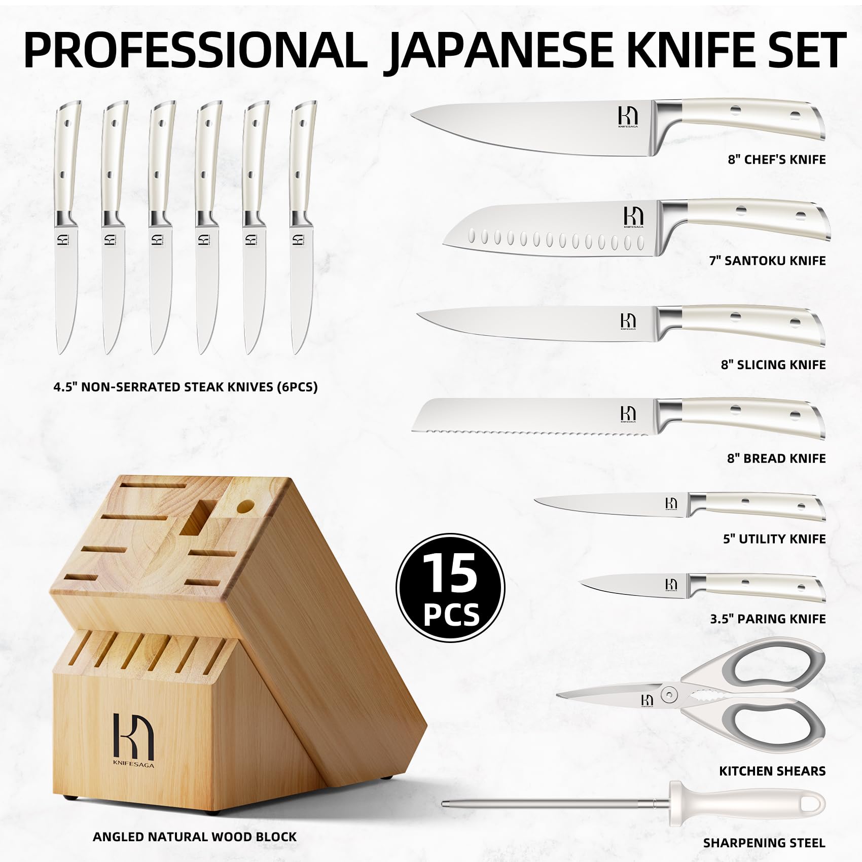 KnifeSaga mango-ergonómico para uso cómodo en largas sesiones de cocción.