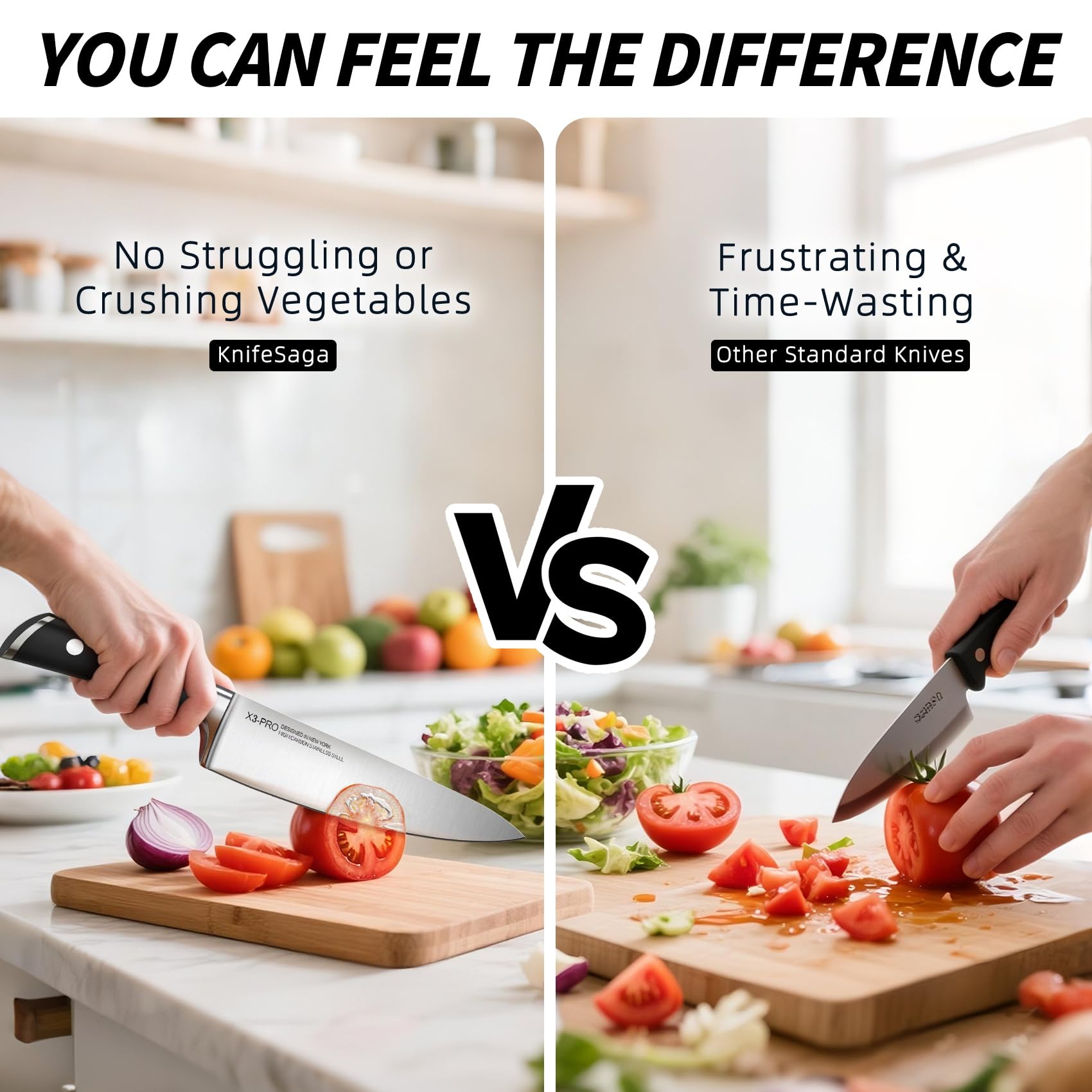 Mango ergonómico KnifeSaga para agarre cómodo durante la cocina