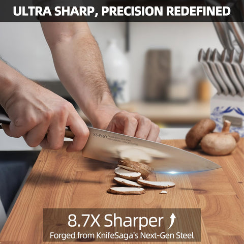 Cuchillo de chef KnifeSaga X5 de 8 pulgadas con filo estable para cortes precisos