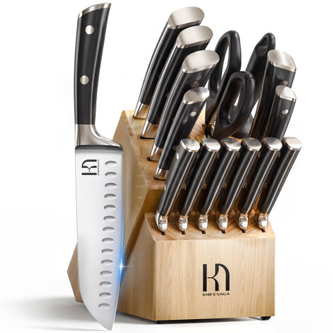 KnifeSaga: conjunto de cuchillos en bloque para una cocina organizada y elegante.