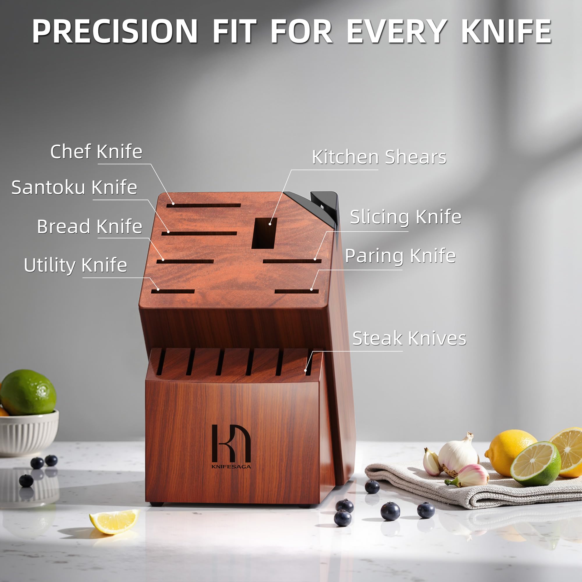 KnifeSaga set de 6 cuchillos de 4-5 pulgadas, filo estable para porciones.