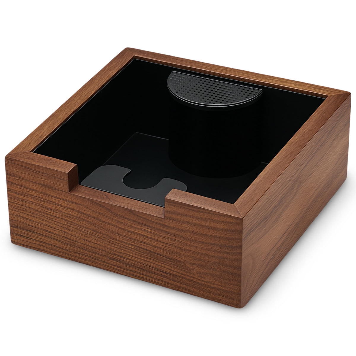 KNODOS caja-knockbox-madera-nuez-americana, elegante contenedor de posos para espresso.