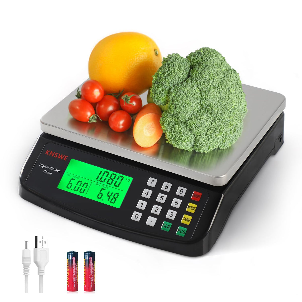 Balanza KNSWE para cocina con capacidad de 40 kg y precisión constante.