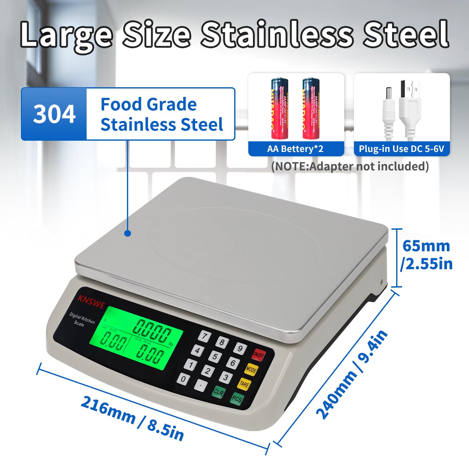 knswe bascula digital de cocina grande, lectura en kg, lb y oz