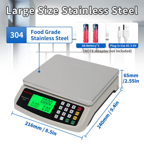 knswe bascula digital de cocina grande, lectura en kg, lb y oz