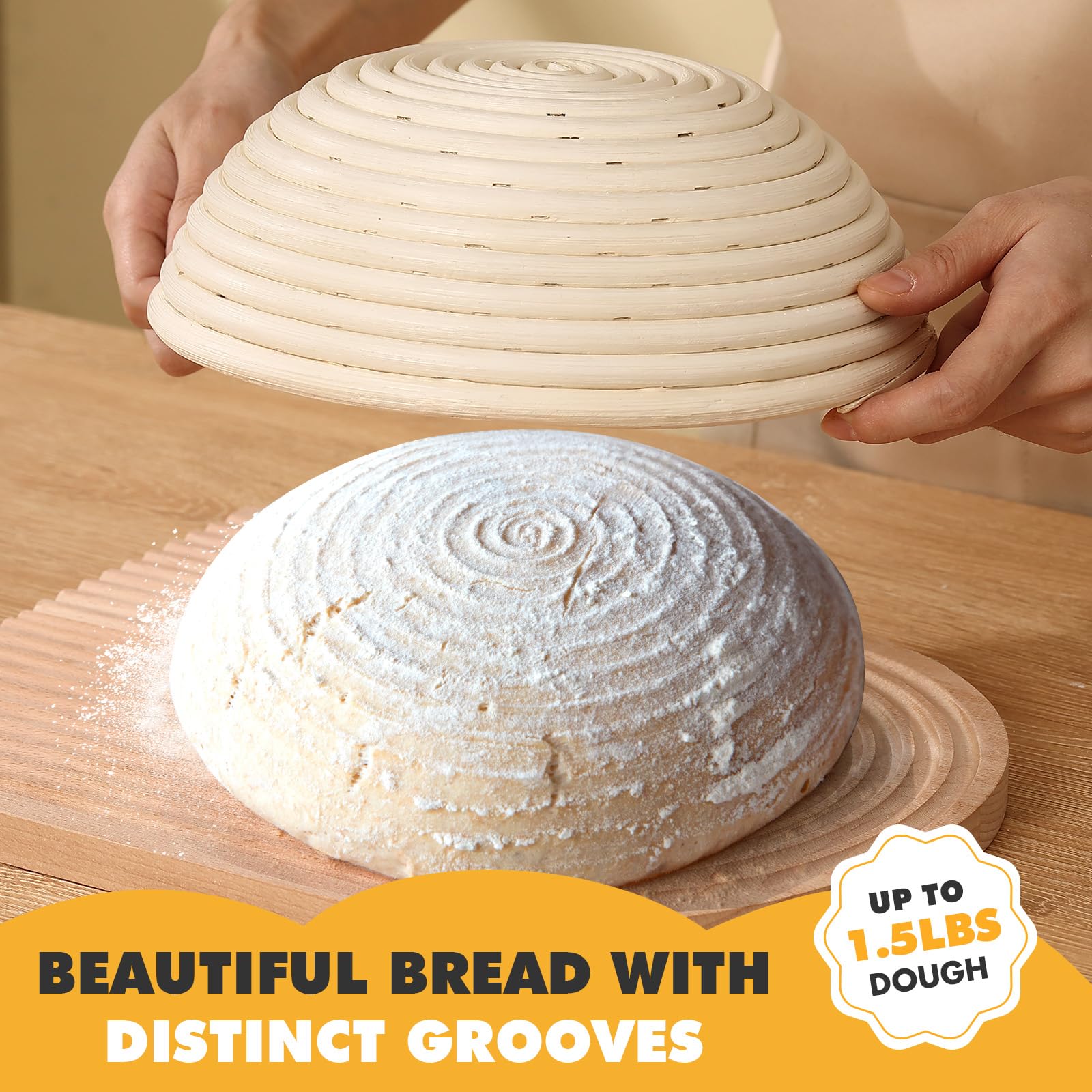 Koackl Banneton: cesto de ratán natural, ideal para fermentación de masa.