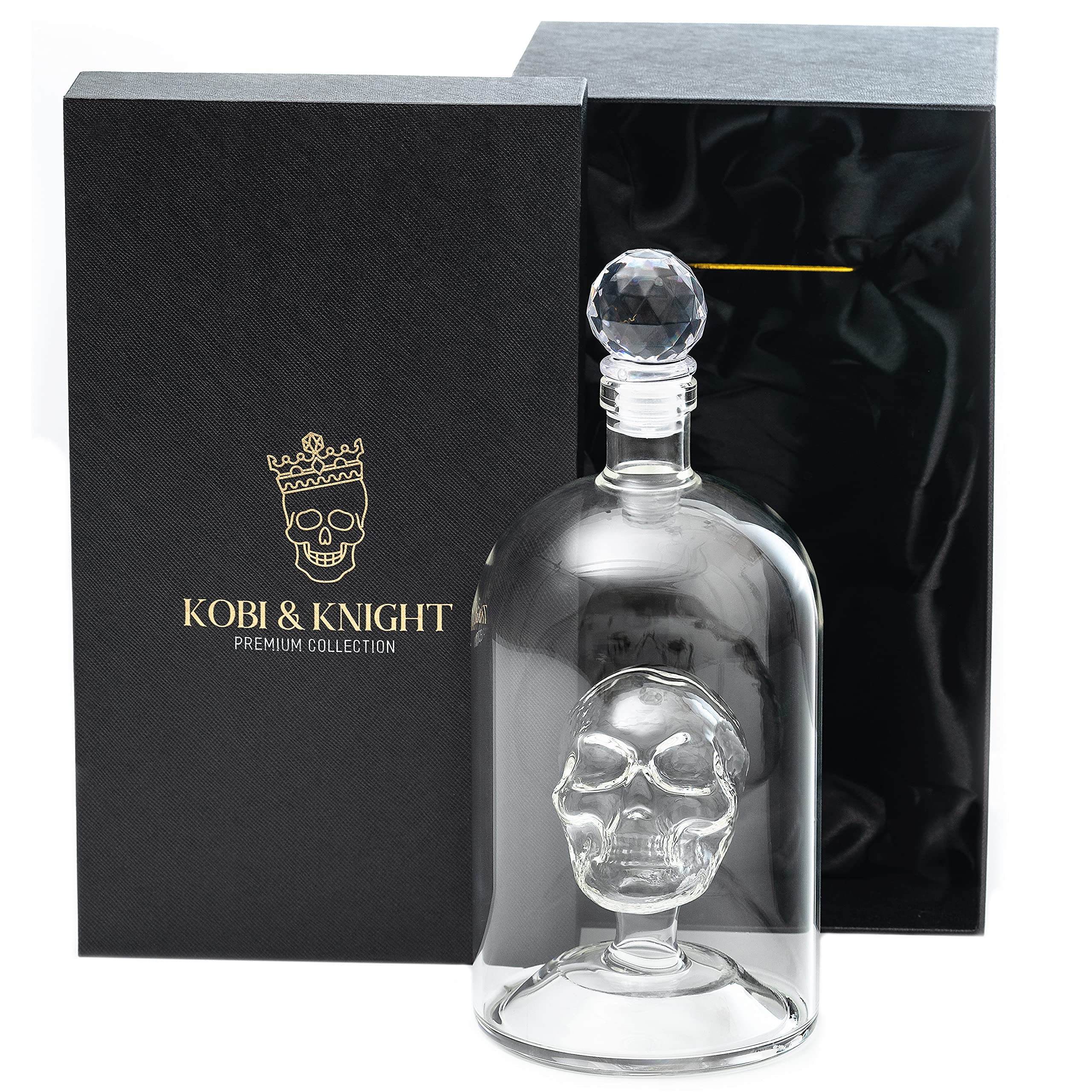 Kobi & Knight calavera decantador en vidrio borosilicato para whisky