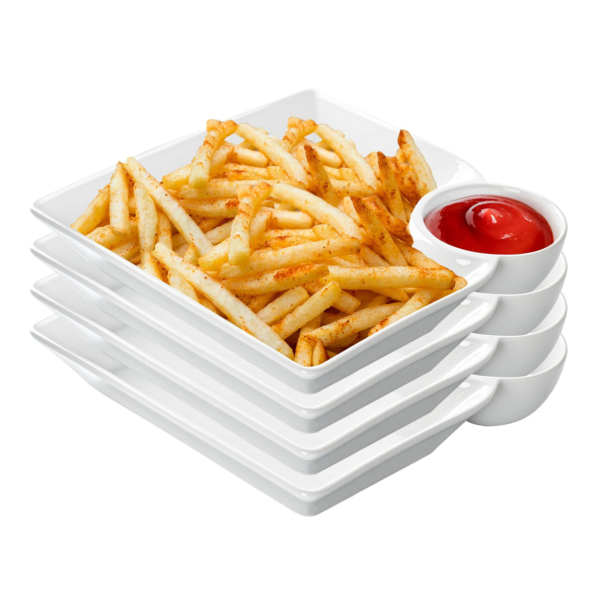 Bandeja chip y dip KOBIKOBI 8 pulgadas con compartimentos para salsas, diseño práctico.