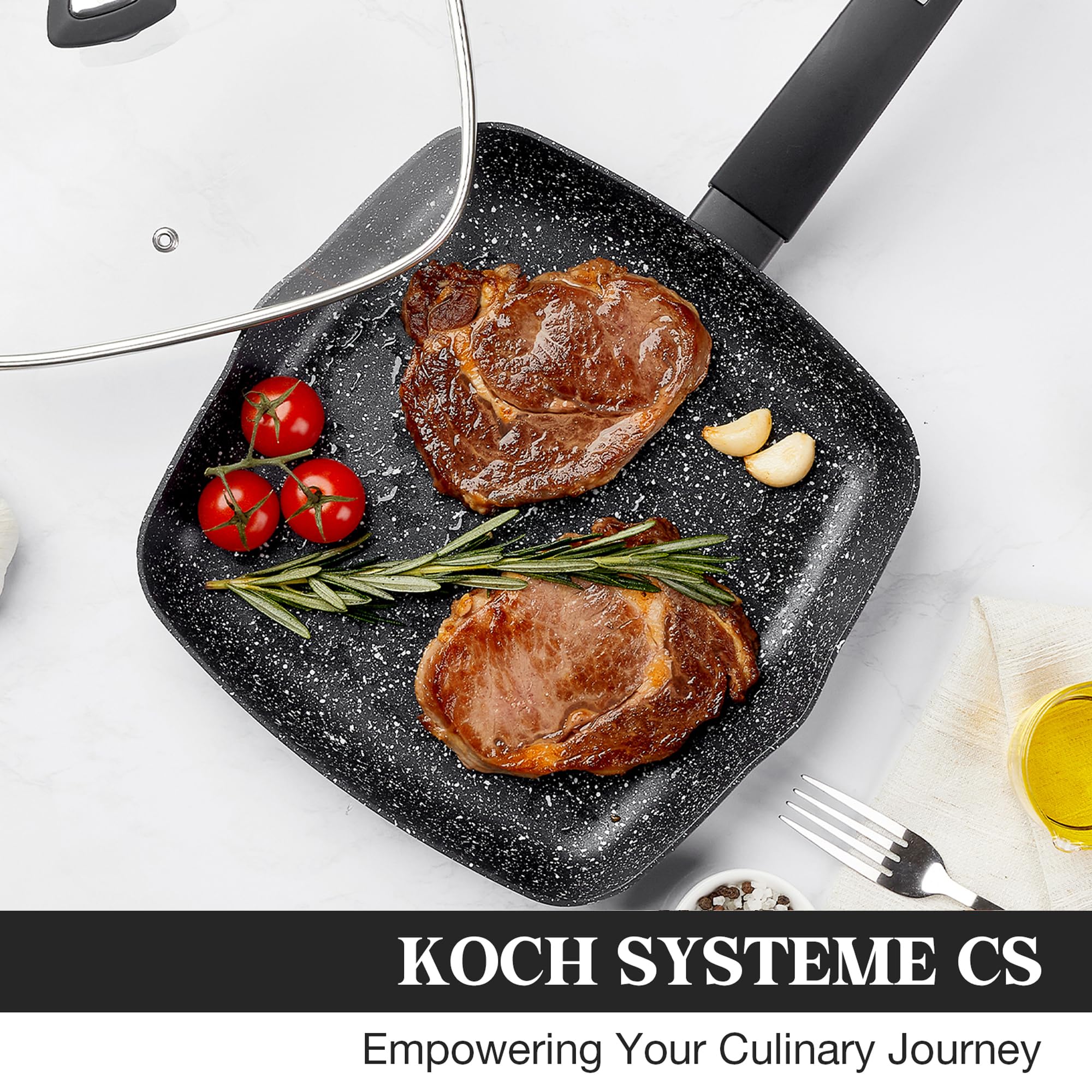 KOCH SYSTEME CS 9-5 pulgadas sartén parrilla: recubrimiento de granito no tóxico para antiadherencia duradera