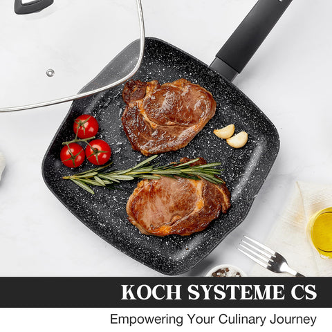 KOCH SYSTEME CS 9-5 pulgadas sartén parrilla: recubrimiento de granito no tóxico para antiadherencia duradera