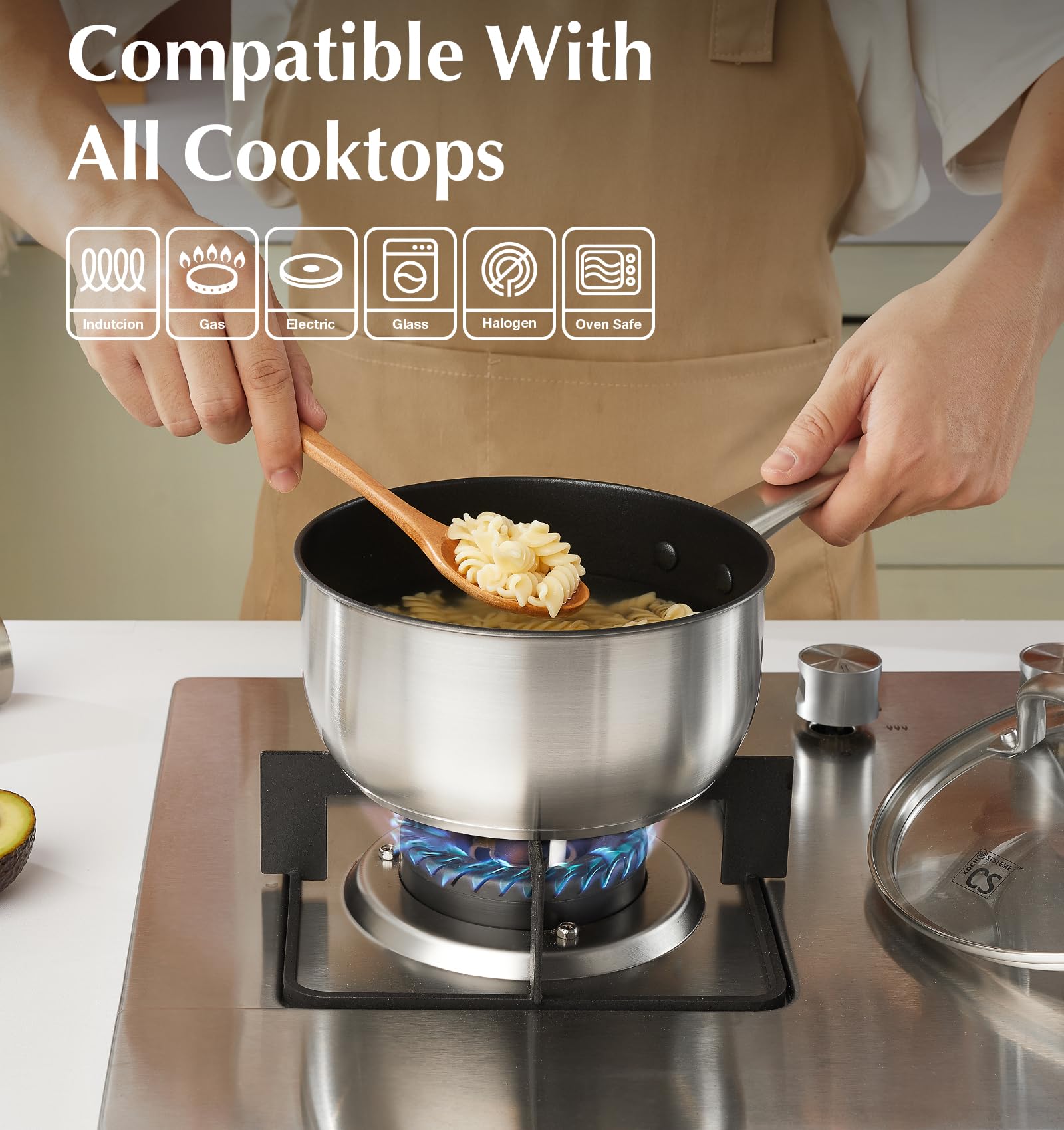 KOCH SYSTEME CS cazo mango ergonómico: agarre cómodo para cocinar más tiempo.