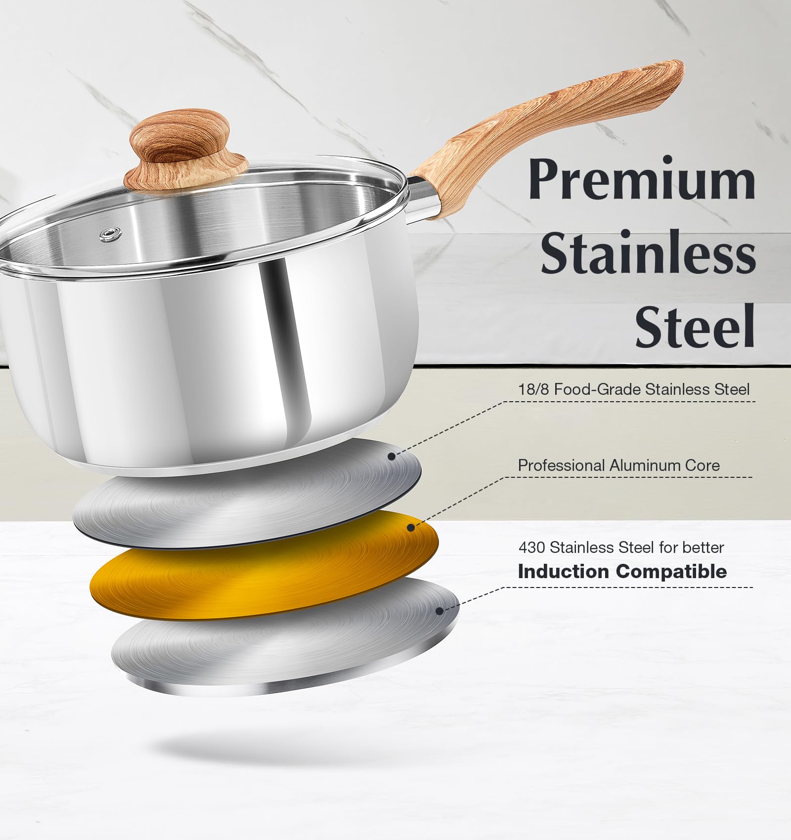 KOCH SYSTEME CS sarten inox 2qt, ideal para guisos y salsas.