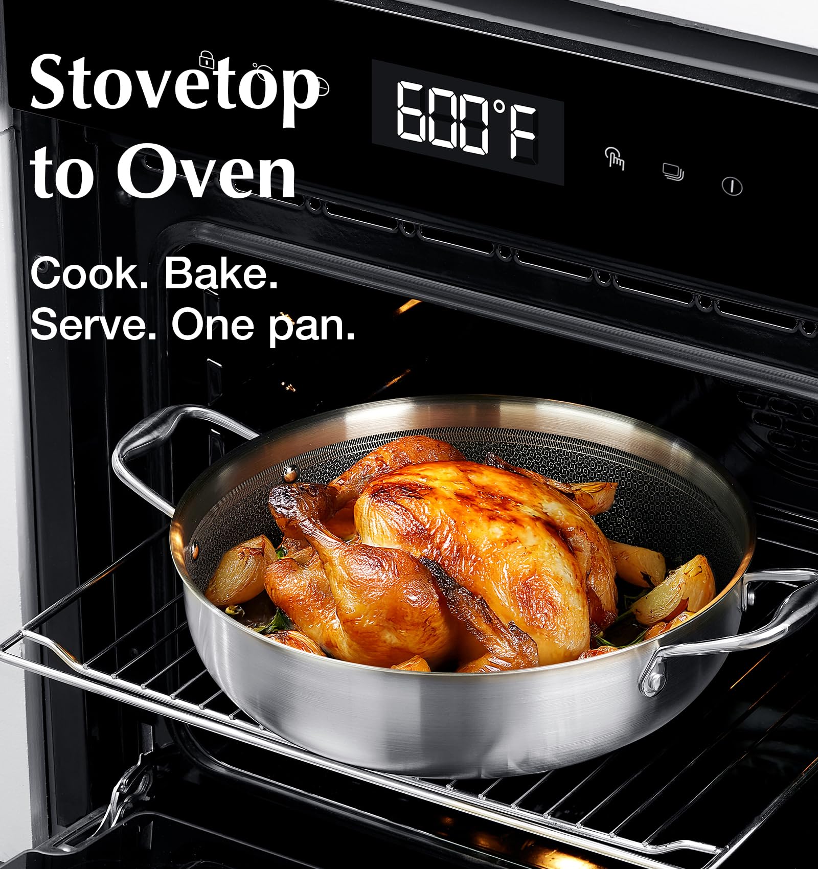 KOCH SYSTEME CS sartén Triply apta para inducción y horno, uso versátil.