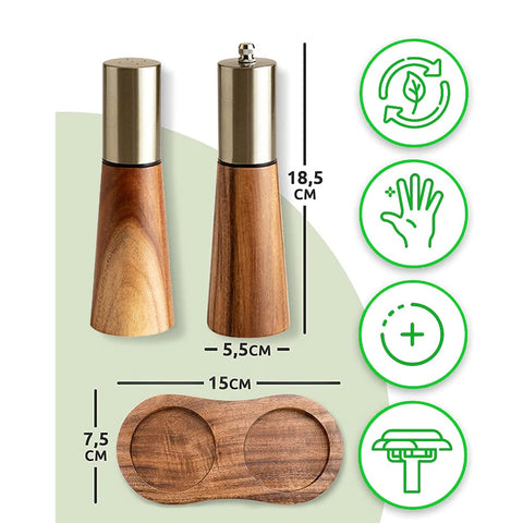 KOCHIRAKOSO molinillo sal-pimienta manual con ajuste para molienda precisa