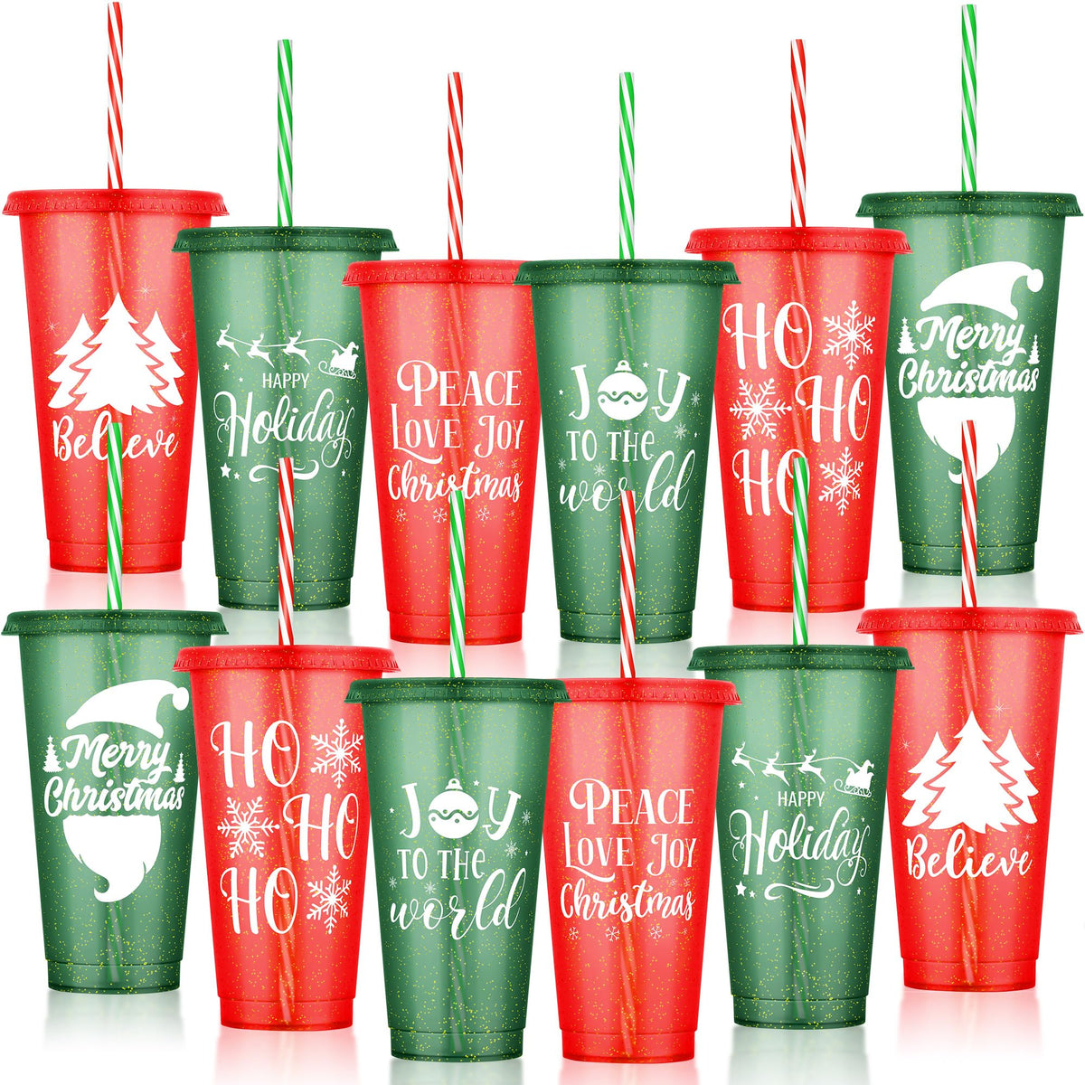 Copas Kochorie navideñas con tapas para fiestas y bebidas.