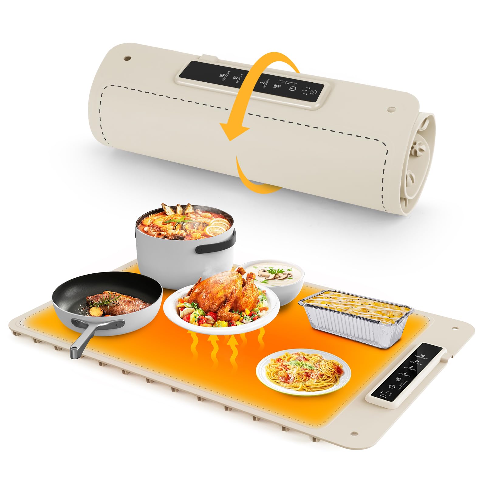 KOCWELL Almohadilla Calentadora para Alimentos, diseño enrollable para servicio rápido.