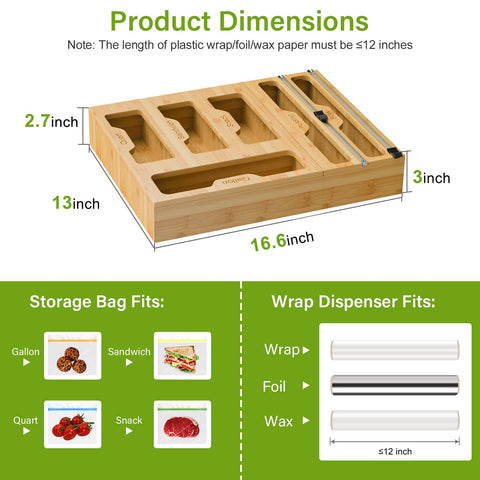 KOCWELL cuatro recipientes para bolsas: organización clara para sándwich, quart y snack.