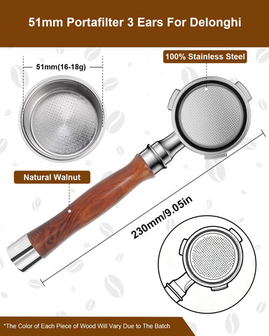 KOFIKOFI portafiltro con mango de rosewood, diseño ergonómico y elegante