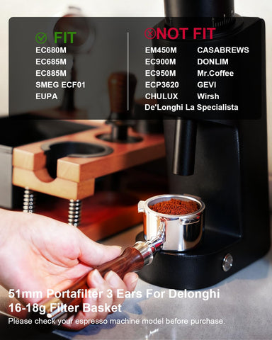 KOFIKOFI portafiltro sin base 51 mm para Smeg ECF01, visualización de extracción