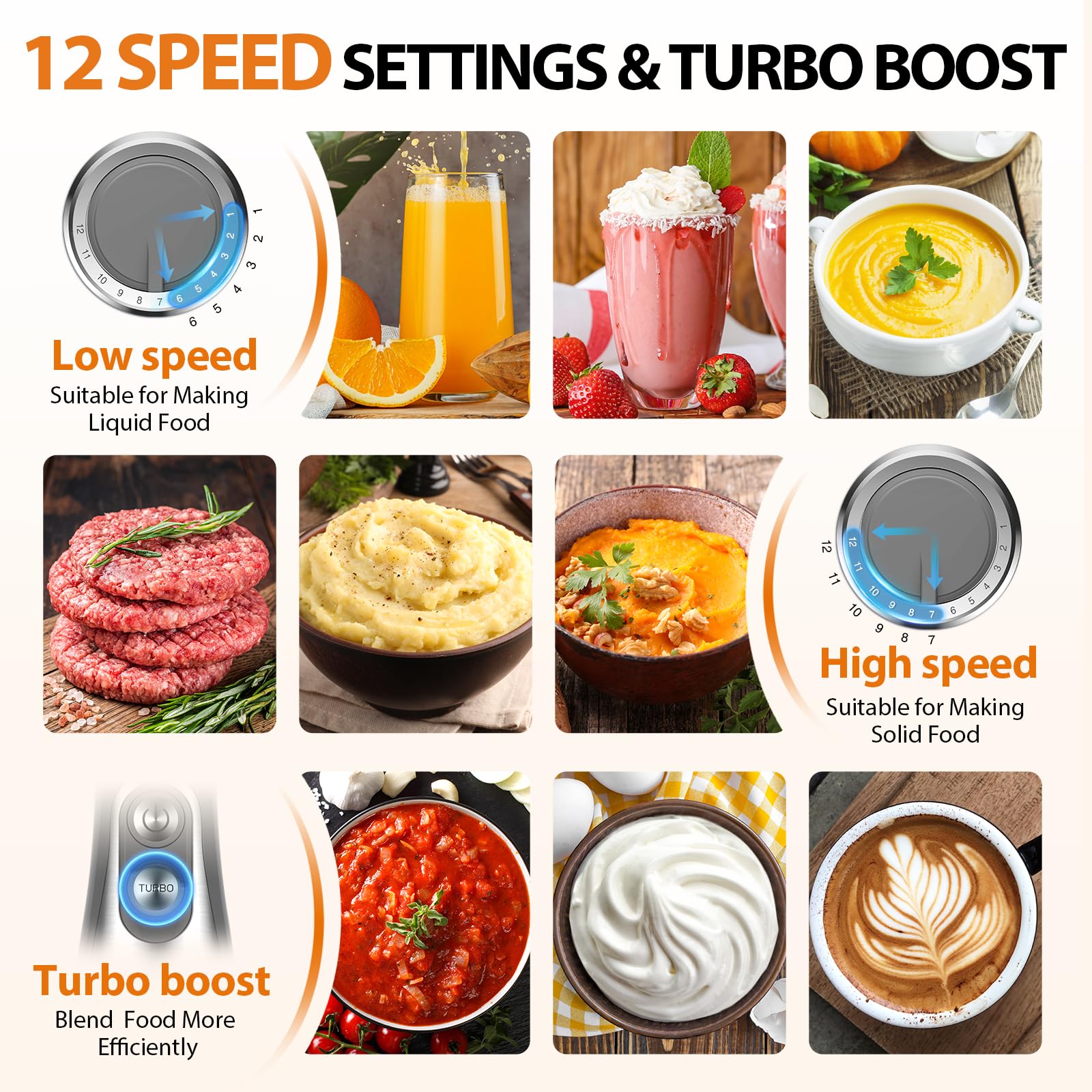 KOIOS batidora 12 velocidades con modo turbo para texturas