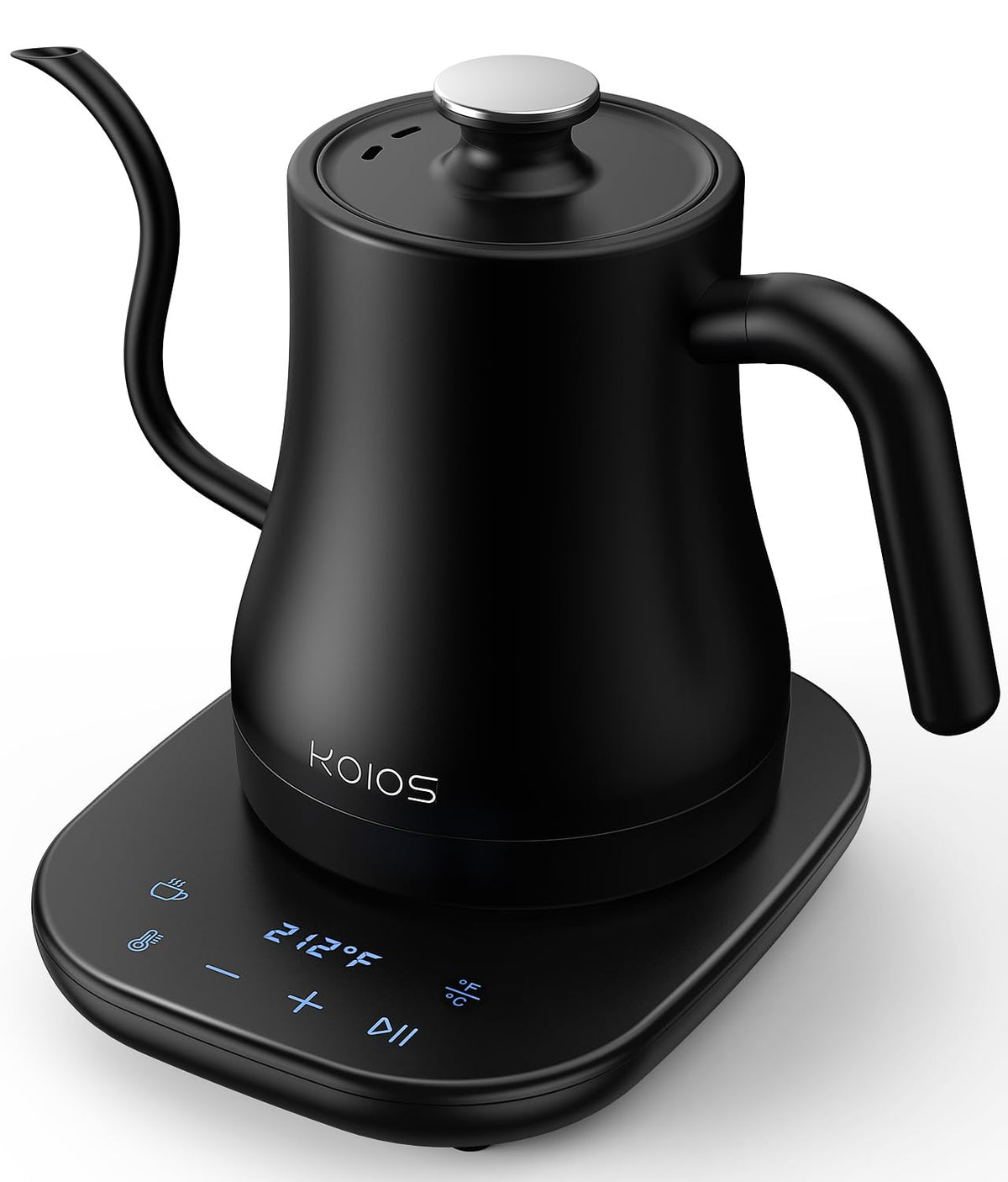 KOIOS cafetera cuello de ganso en acabado mate negro, vertidos suaves