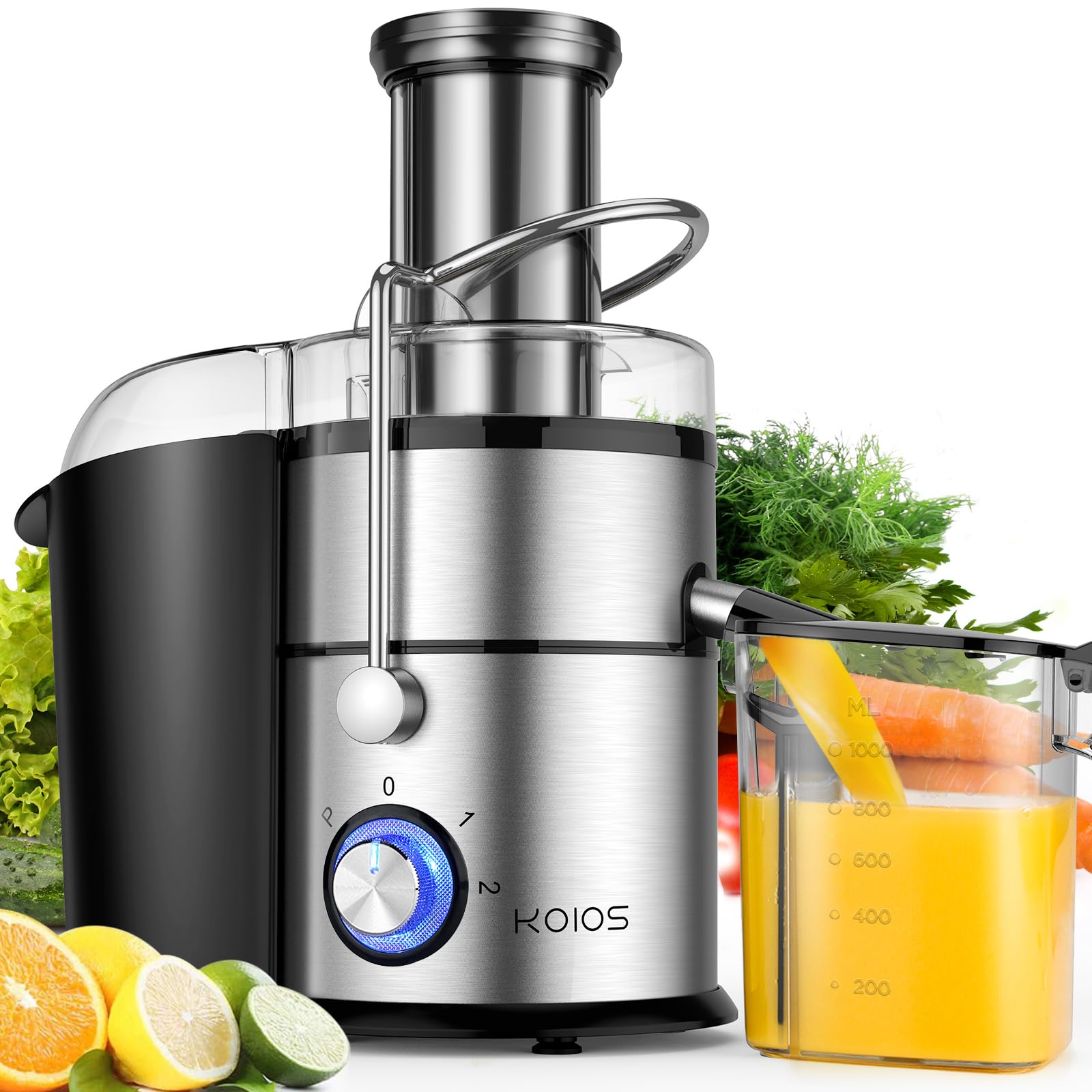 KOIOS centrífuga 1300W, motor de cobre potente para más jugo