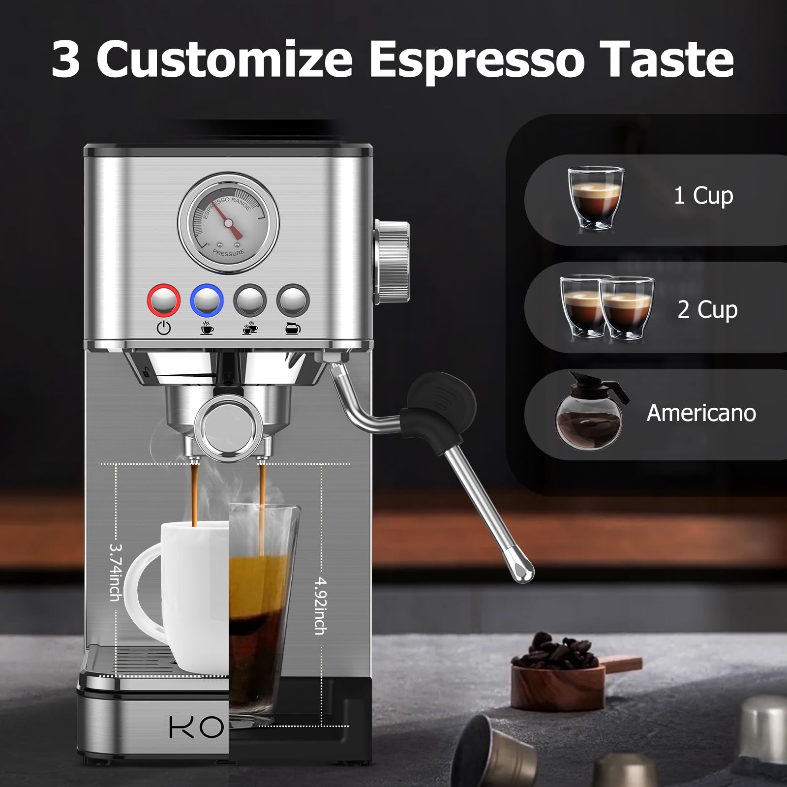 KOIOS control PID mantiene la temperatura estable para espresso.