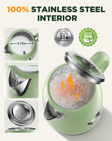 KOIOS tetera eléctrica 1.8L con base giratoria 360 grados para verter.