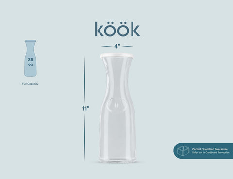 KooK jarra cristal apto lavavajillas, limpieza rápida y segura