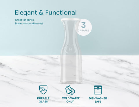 KooK jarra cristal cuello delgado diseño ergonómico para beber cómodo