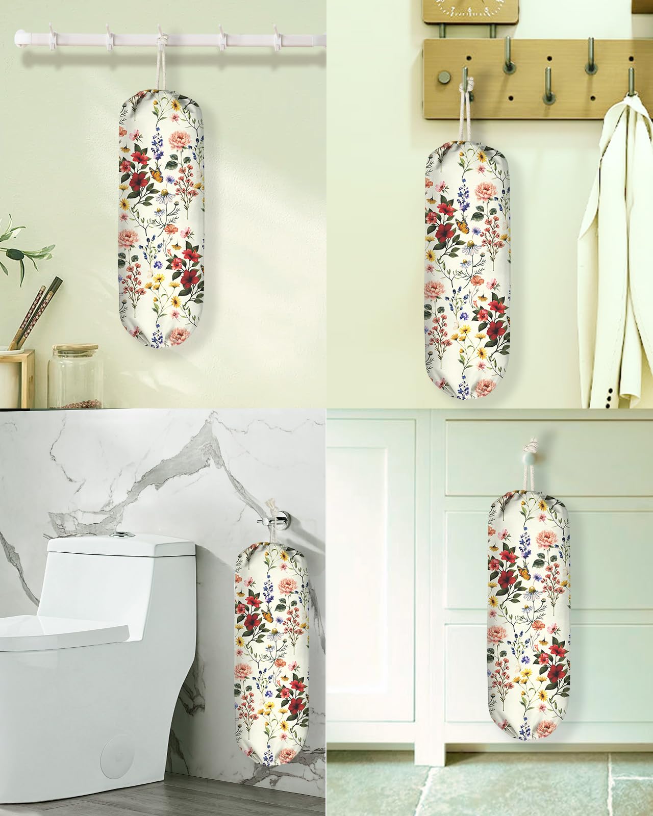 Kokaaee diseño floral organizador, ideal para despensa, lavandería y baño