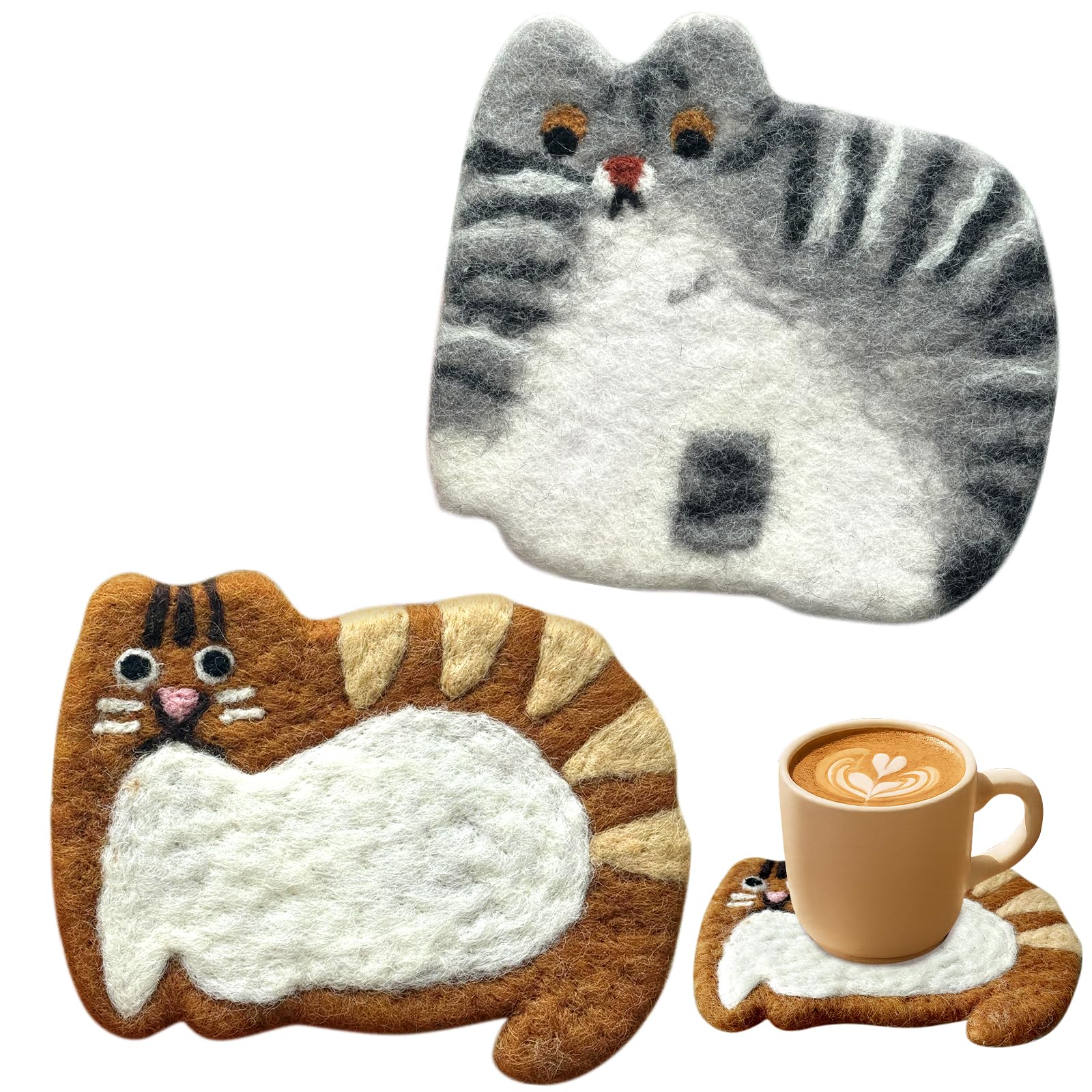 Kokaaee posavasos gato marrón, aislamiento térmico suave para la mesa