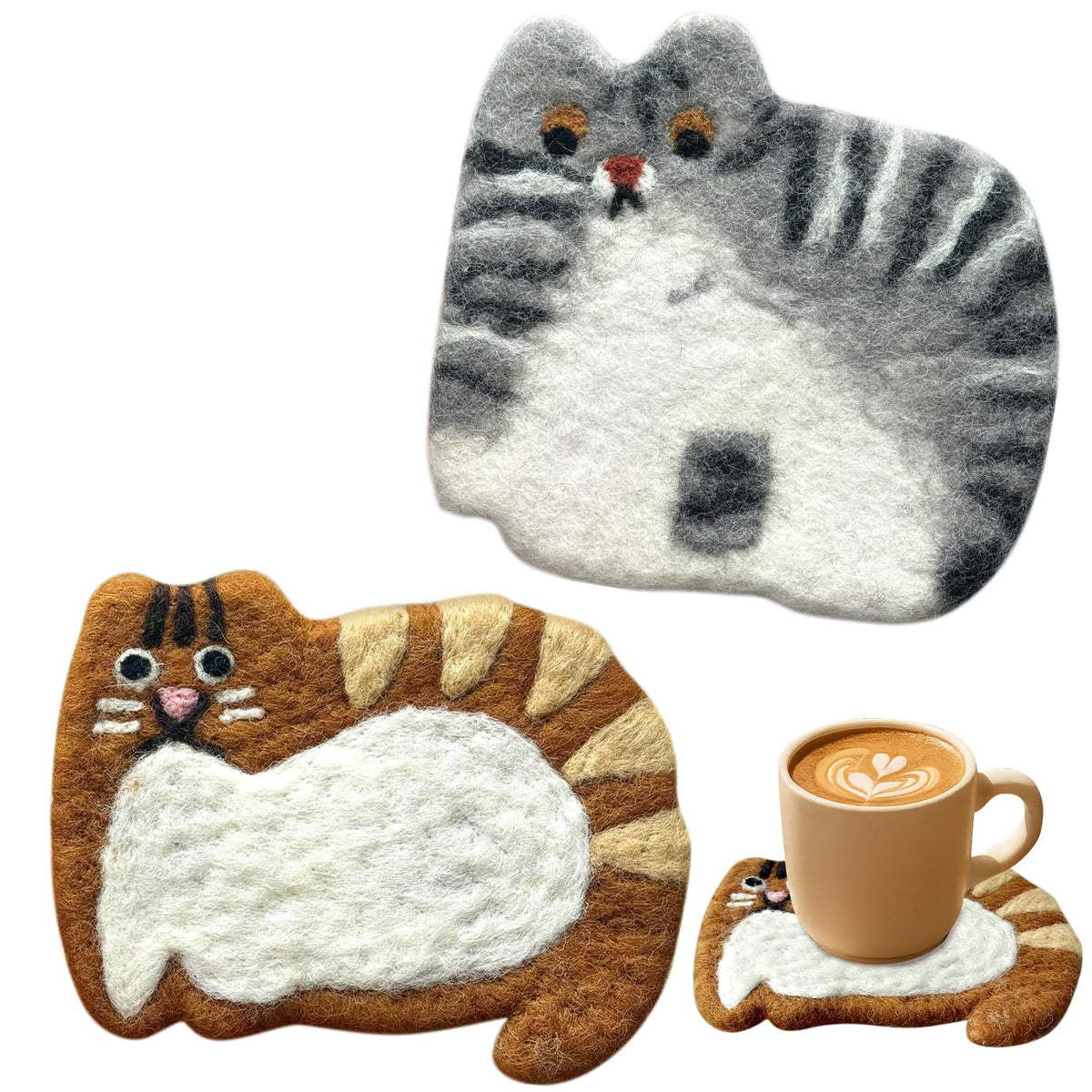 Kokaaee posavasos gato marrón, aislamiento térmico suave para la mesa