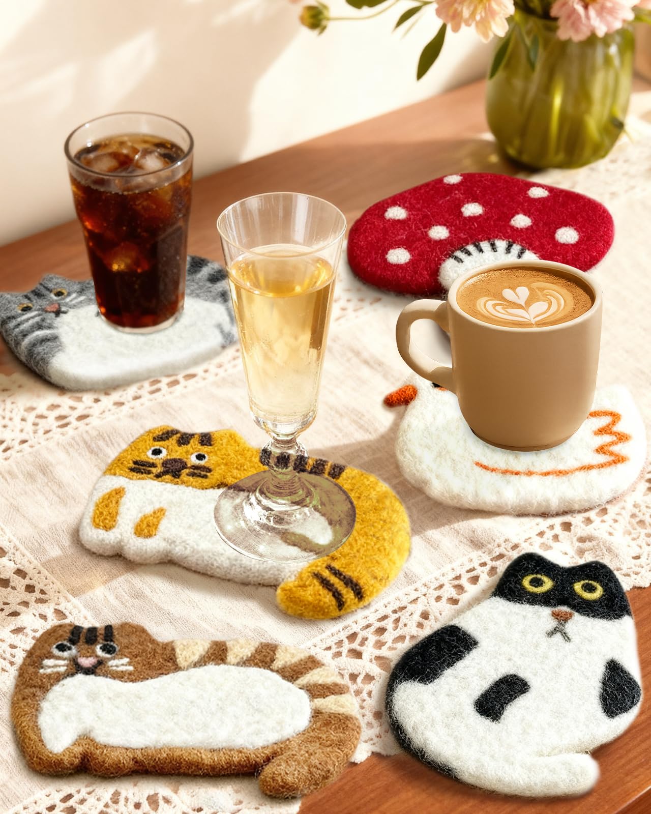Kokaaee posavasos set de dos, regalo perfecto para amantes de gatos