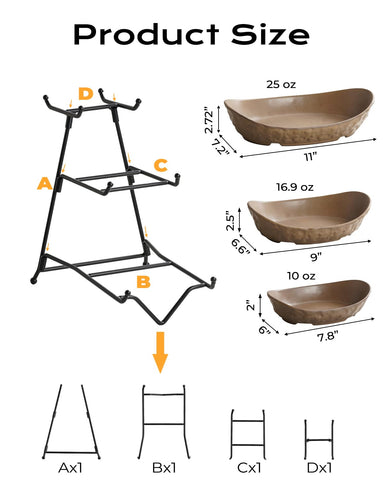 Base metálica de KOKUNKA que ofrece soporte estable para frutas y snacks.