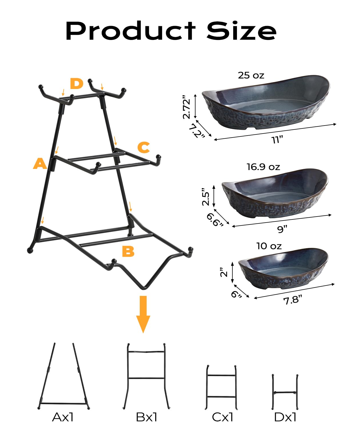 KOKUNKA cerámica 3 tazones, apilados para servir con estilo.