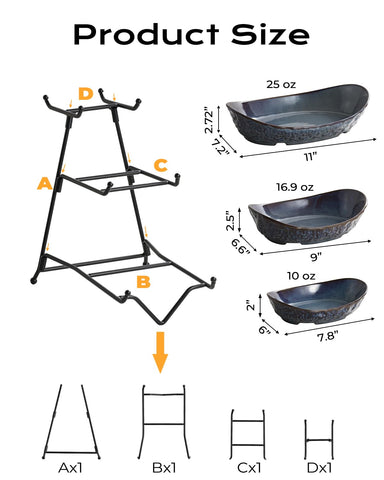 KOKUNKA cerámica 3 tazones, apilados para servir con estilo.