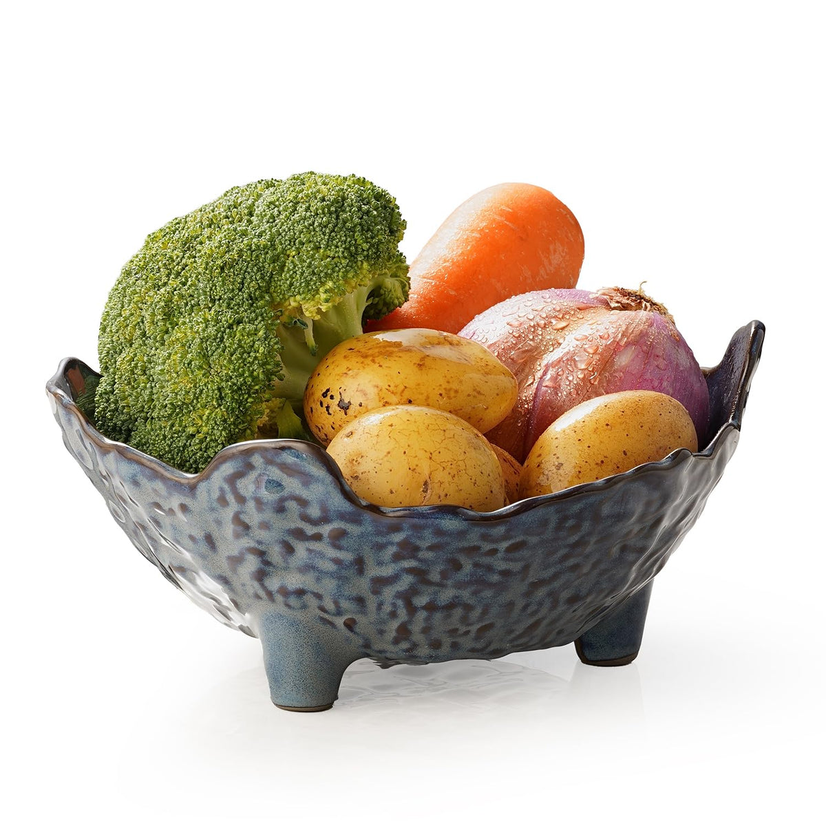 KOKUNKA cuenco-oval azul para fruta, centro decorativo práctico.