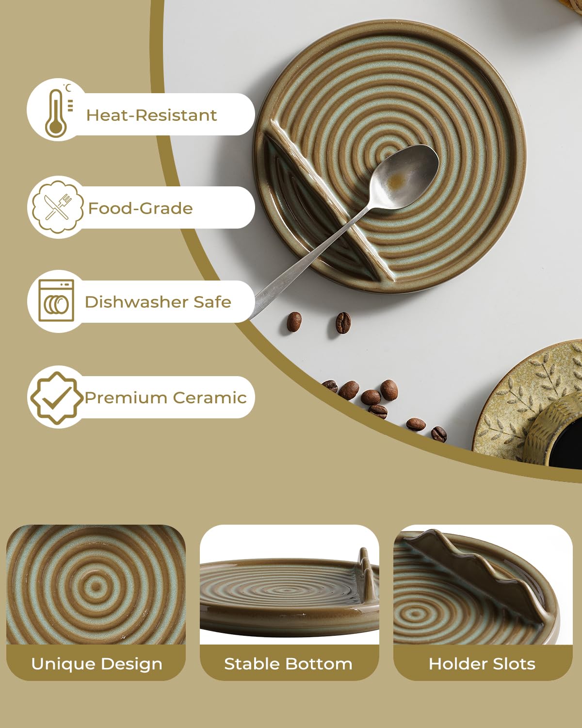 KOKUNKA reposacucharas cerámico de base pesada y estable para cocina.