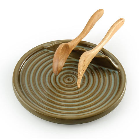 KOKUNKA reposacucharas cerámico con dos ranuras, práctico y organizado.