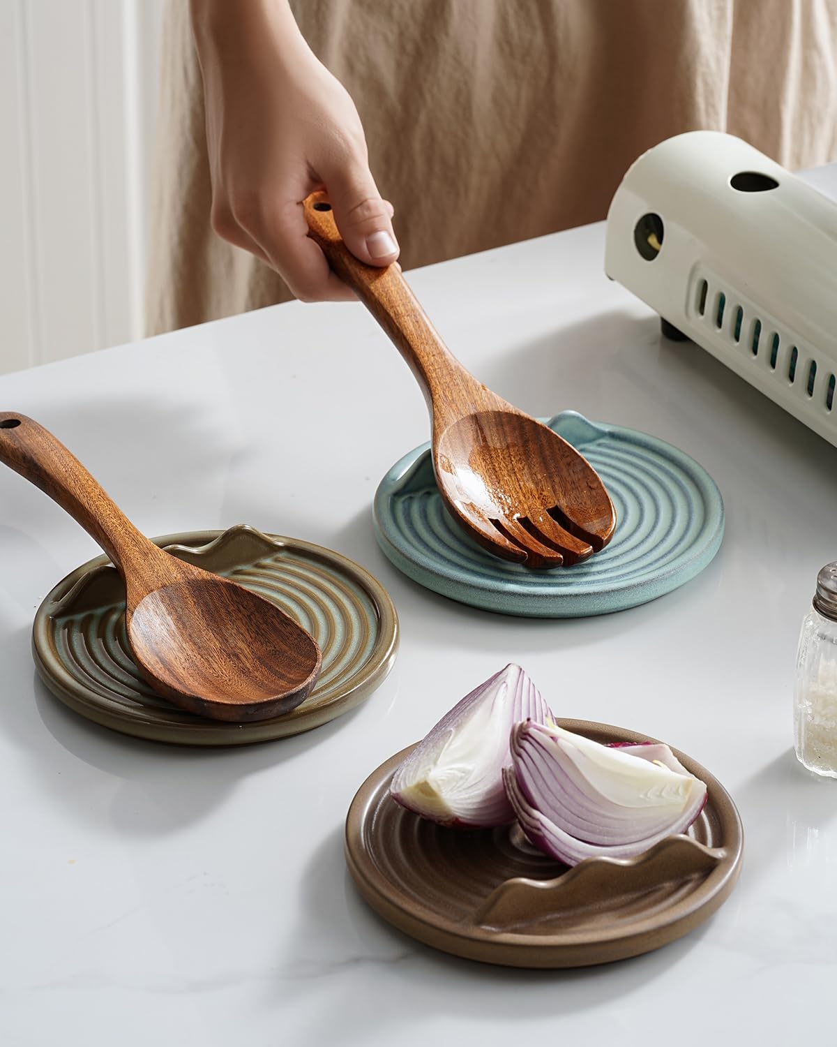 KOKUNKA reposacucharas cerámico, regalo elegante para casa nueva.