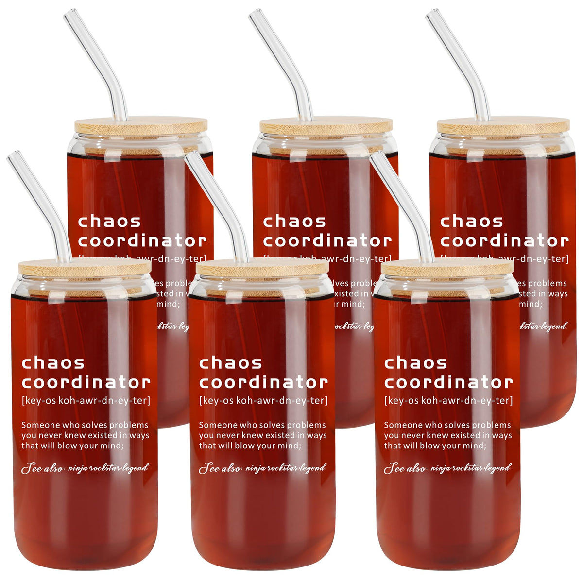 Vaso de vidrio Kolewo4ever 16oz con tapa y pajilla, perfecto para llevar y beber