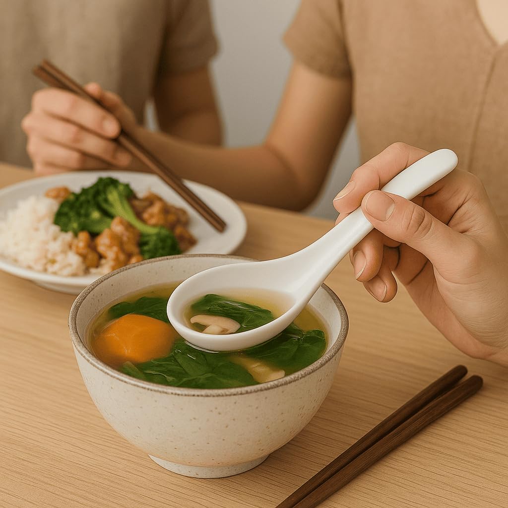 Kolibrox cuchara para sopa china, apta para lavavajillas y uso diario.