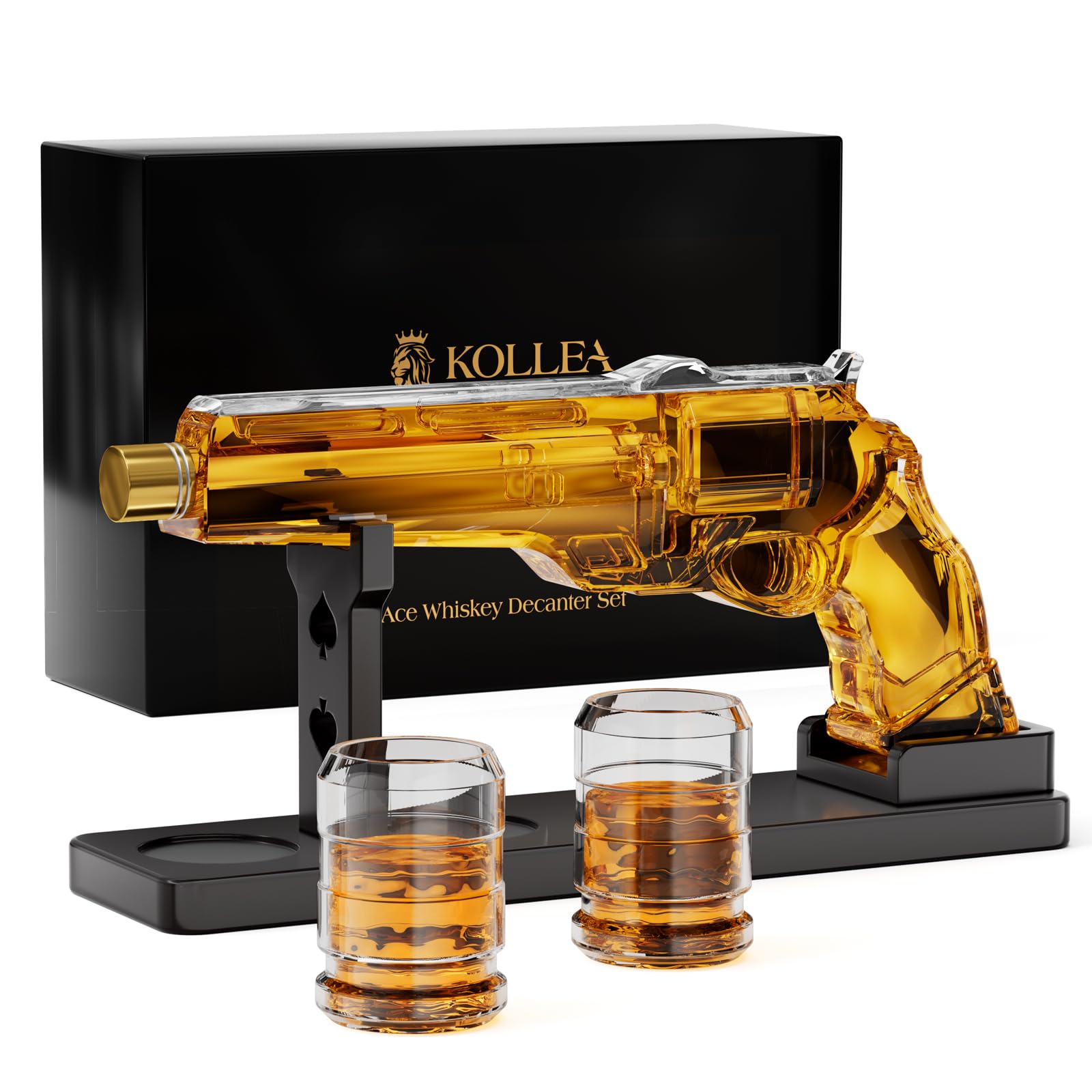 Kollea decantador de whisky con pistola para una presentación elegante en reuniones