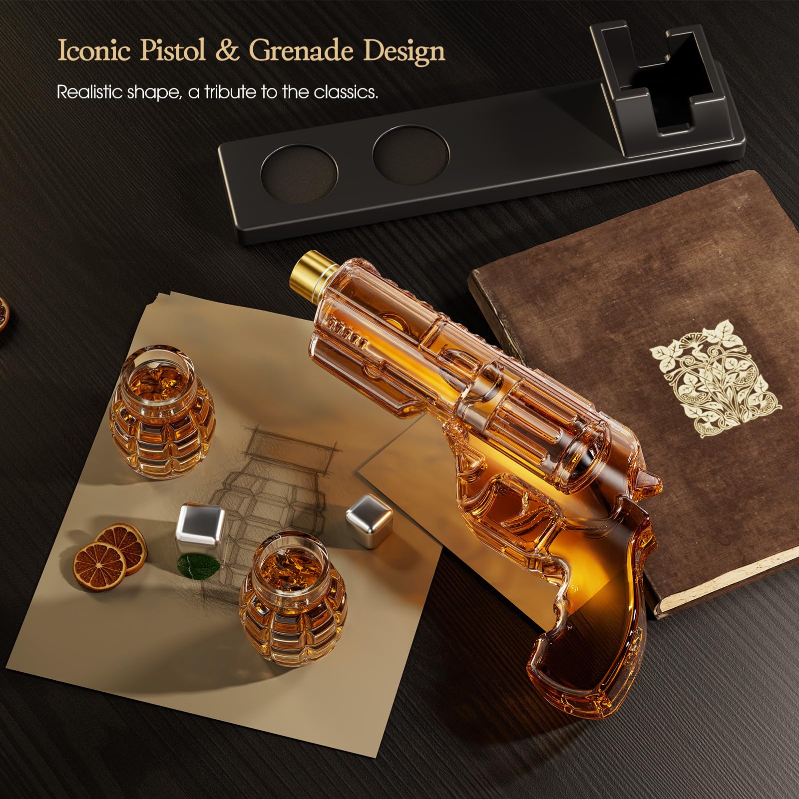 Kollea decantador sin plomo, vidrio claro muestra el color del whisky.