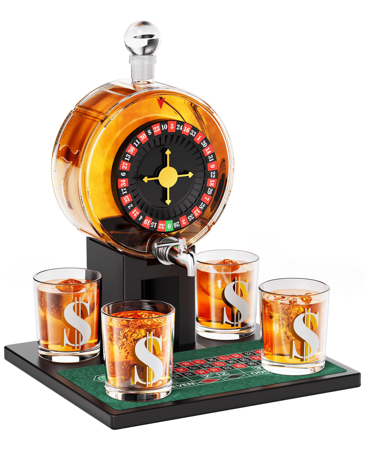 Kollea ruleta giratoria del decantador de whisky para reuniones con estilo casino