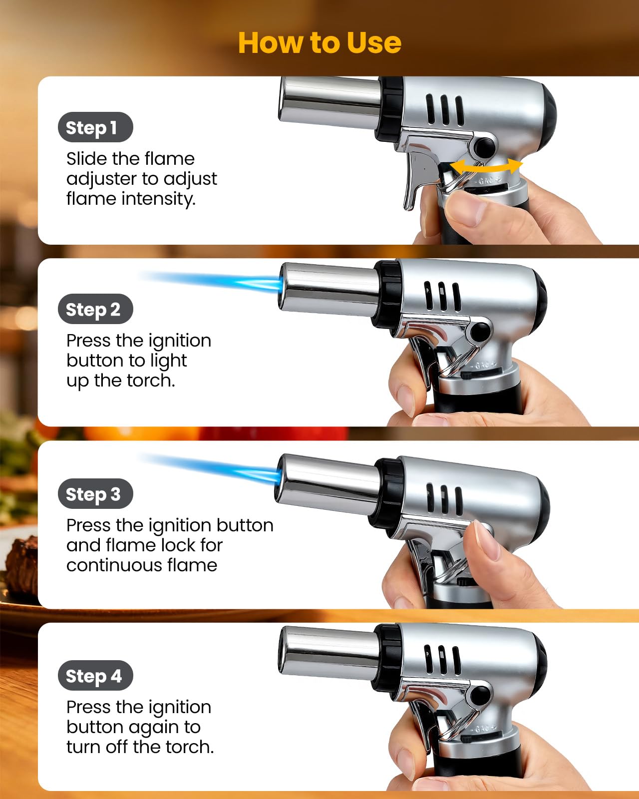 Kollea torcha base estable y diseño ergonómico para mayor seguridad.