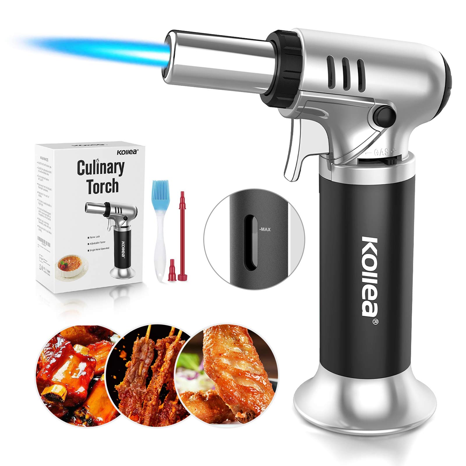 Kollea torcha butano para cocina en mano, cómoda y segura para uso diario.
