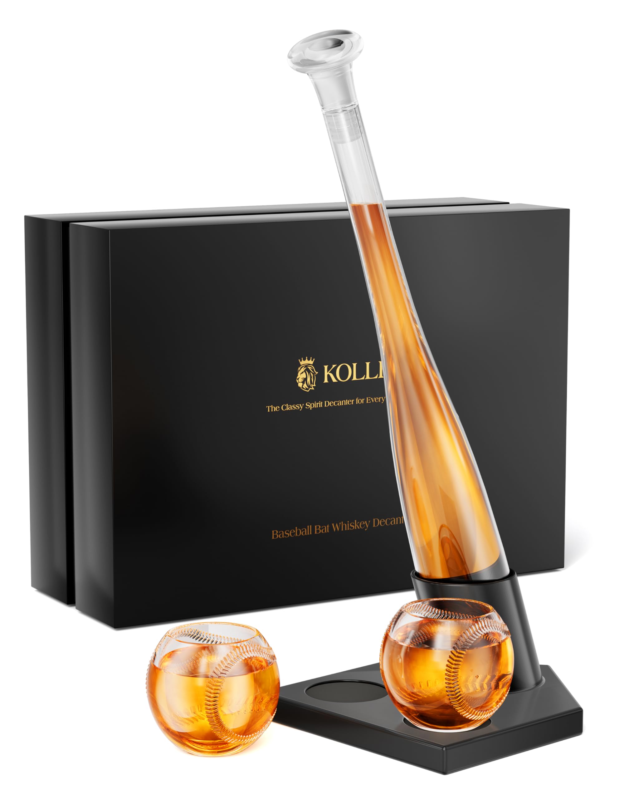 Kollea decantador de whisky con bate de béisbol, diseño elegante para reuniones.