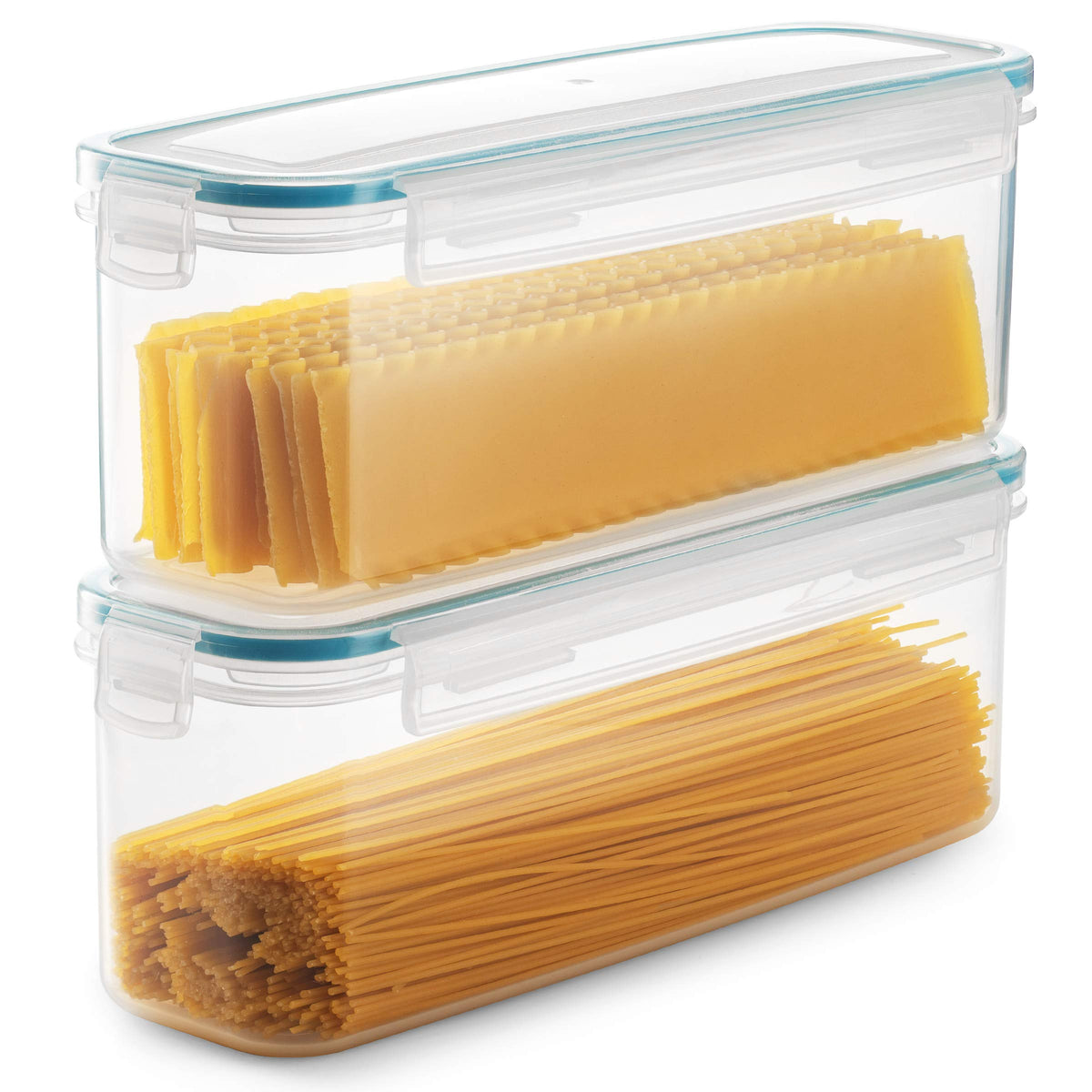 Komax Biokips: juego de dos contenedores para pasta con tapas de cierre para mantener la frescura.